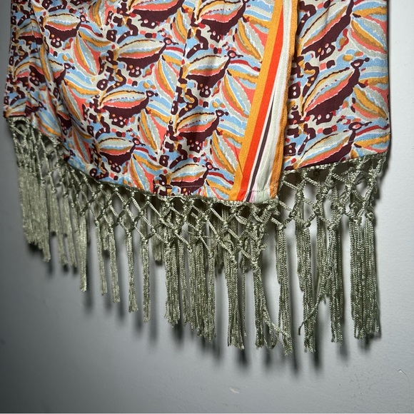 Anthropologie Colorful Tropical Beach Fringe Resortwear Mini Skirt Size M - Picture 11 of 15